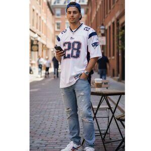 Vintage Corey Dillion # 28 New England Patriots Jersey XL White Reebok On Field